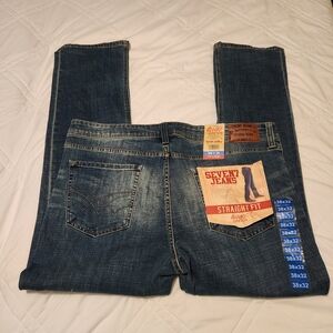 Seven7 Men's Straight Fit Medium Blue Jeans